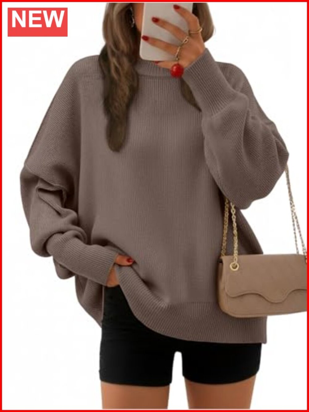 Oversized Batwing Sleeve Pullover Sweater Womens 2026 Fall Fashion